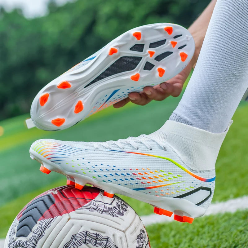New Men's Soccer Shoes Breathable Soft Outdoor Grass Football Shoes Cleats Long Spikes Comfortable Training Sport Shoes for Men