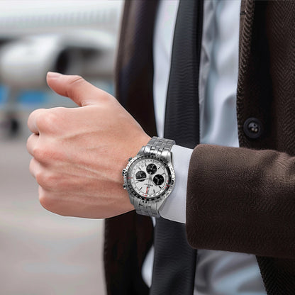 Montre chronographe pour homme BERNY – Montre à quartz multifonction de style aviation, dotée d'un affichage de la date, d'un verre saphir et d'une excellente luminescence – Montre-bracelet de luxe pour homme