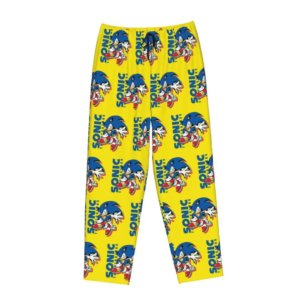 Custom Printed Womens Soniced Pajama Pants Hedgehog Game Sleepwear Sleep Lounge Bottoms with Pockets