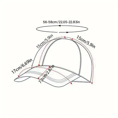 Cute duck print baseball cap with adjustable snap button, breathable fabric, outdoor casual headpiece