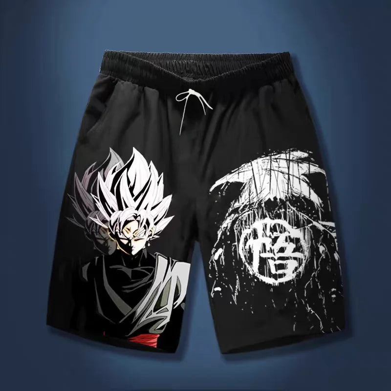 2026 Summer Dragon Ball Goku Black Go Kanji Retro Quick-Dry Print Shorts Adult Kids Plus Size Breathable Anime Fan Casual Shorts