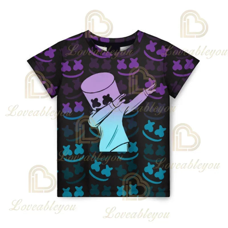 Fortnite T-Shirt für Erwachsene und Kinder, 3D-Digitaldruck, lockere Passform, große Größen, kurzärmeliges Sommer-Tee für Kinder