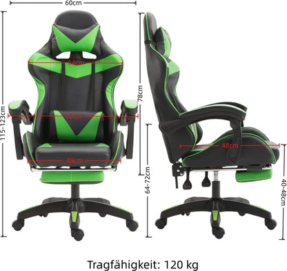 Gaming-Stuhl Gaming-Sessel höhenverstellbarer Bürostuhl mit verstellbarer Liegefunktion, Katzenohren und Kissen