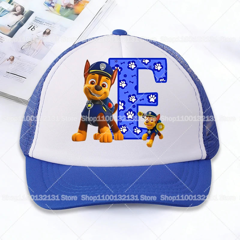 Casquettes de baseball en maille PAW Patrol : Chase, personnage de dessin animé, lettres, pour adultes et enfants, casquettes de sport, anime, été, protection solaire, visière, cadeau pour garçon et fille