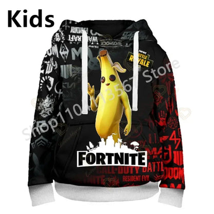 Llama Battle Royale F-Fortnited Kapuzenpullover mit 3D-Print für Herren, Damen und Kinder, Sweatshirt für Jungen, Mädchen und Kids, Streetwear-Pullover, grüne Oberteile