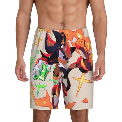 Custom Shadow The Hedgehog Sonic Poster Short Pajama Pants Men Sleepwear Sleep Lounge Bottom Shorts Sleeping Pants