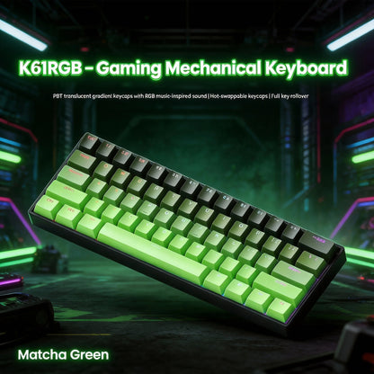 K61 kabelgebundene tragbare mechanische Tastatur, Phantom RGB farbenfroh, Reaktionsgeschwindigkeit auf Gaming-Niveau, ergonomisches Design, für Gaming und Büro geeignet