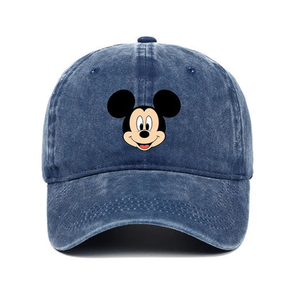Unisex Vintage Washed Mickey Minnie Print Baseball Cap for Men Women Cartoon Trucker Hat Adjustable Snapback Casual Hip Hop Hat