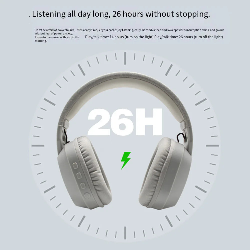Wireless Headset B500 RGB Noise Cancelling Gaming Headphones 60H Playtime BTV5.4 & HD Sound Stereo Music Game Earphone