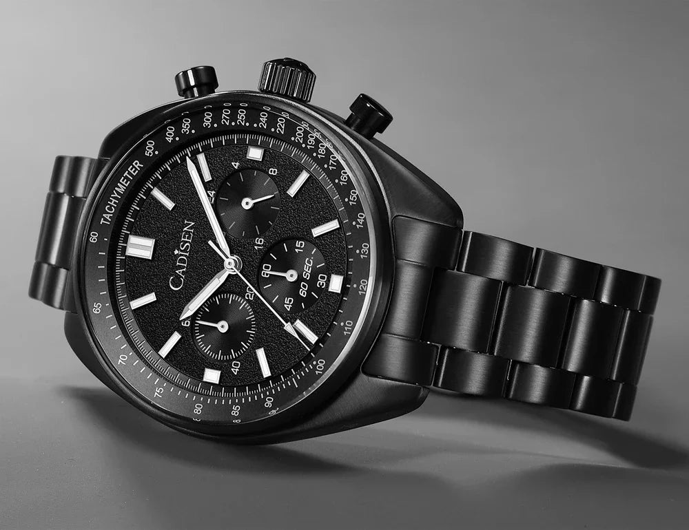 CADISEN Men's Sport Chronograph Watch Japan VD53 Movt Quartz Watches Sapphire Glass Stainless Steel Wristwatch For Men