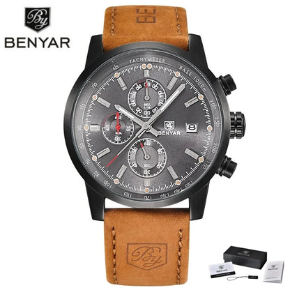 Montre pour homme BENYAR 5102 – Chronographe sportif de luxe à quartz, accessoire de mode d'une grande marque