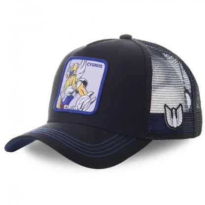 Saint Seiya Bawełniana czapka z daszkiem typu snapback z motywem anime i kreskówek, dla mężczyzn i kobiet, w stylu hip-hopowym, czapka typu trucker z siateczką, dropshipping