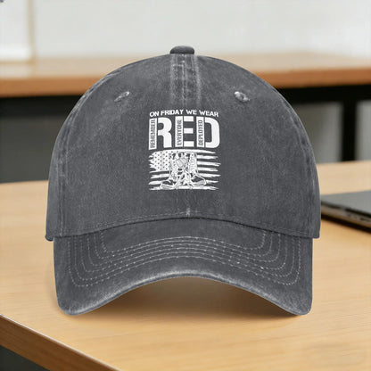 On Friday We Wear Red Friday Military Support Troops US Flag Casual Baseball Cap Summer  Trucker Hat Sunscreen  Gym Hip Hop Hats