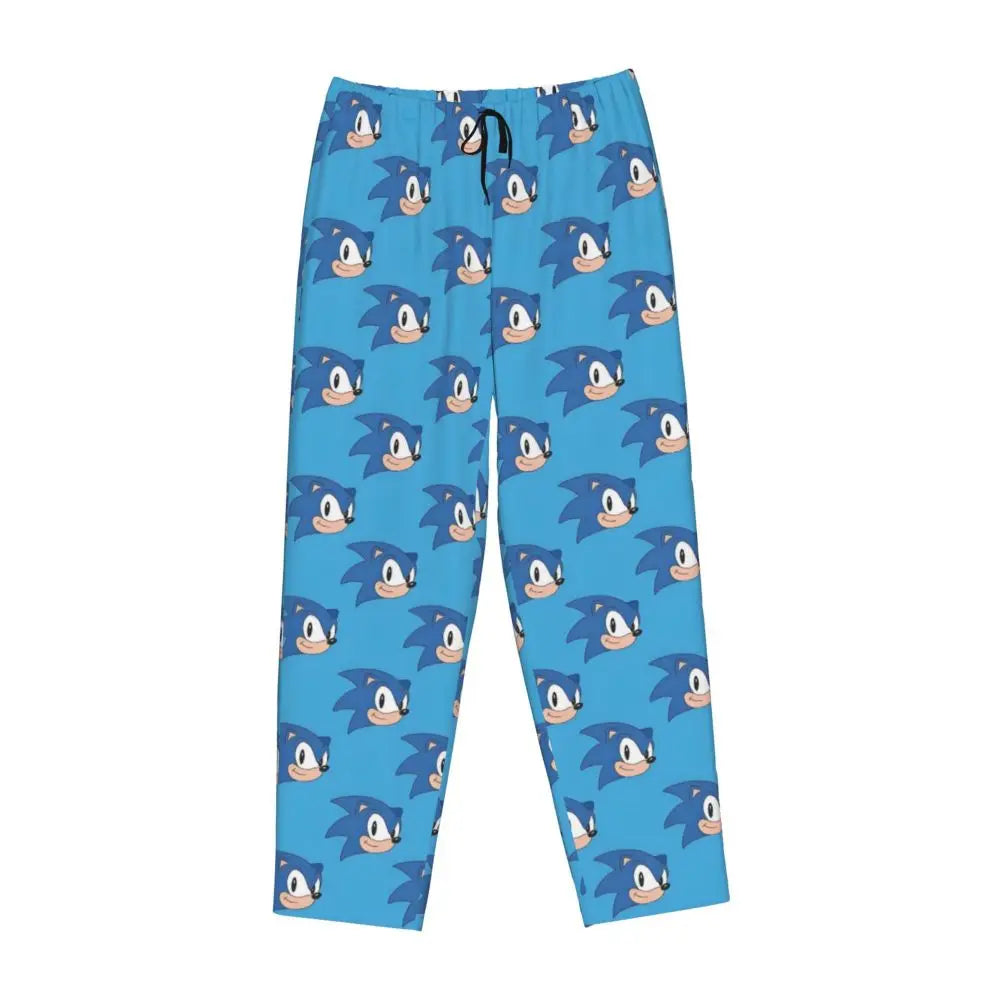 Custom Women Soniced Pajama Pants Printed Hedgehog Game Sleep Sleepwear Bottoms with Pockets
