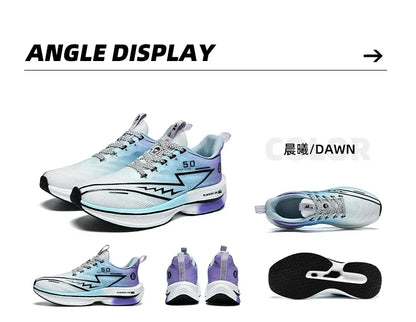 Men's Sport Shoes Professional Cushioned Carbon Plate Running Shoes Breathable Lace-up Casual Sneakers Marathon Athletic Footwear
