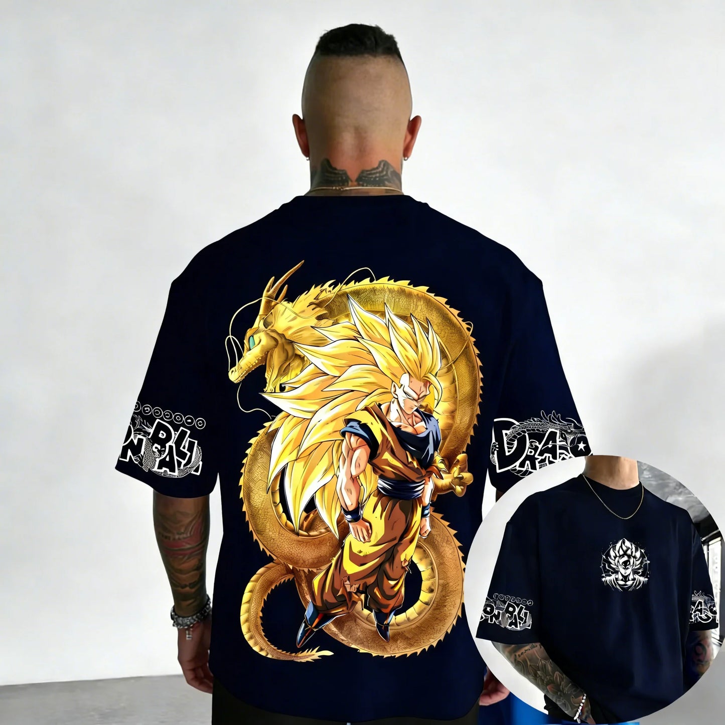 Dragon Ball Anime Super Saiyan 3 Co Branded Cotton T-shirt Men and Women's New Summer Street Loose Casual Large Short Sleeve Top