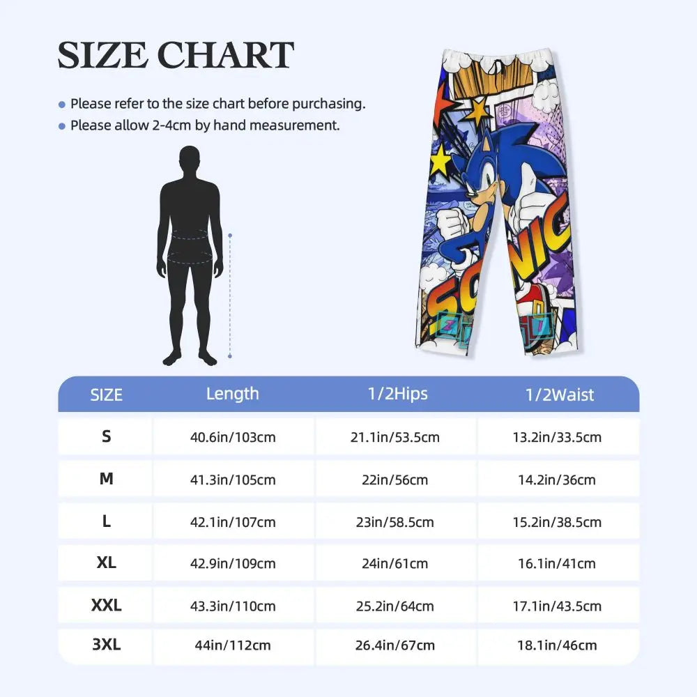 Custom Print Men's Soniced Pajama Pants Hedgehog Game Sleepwear Sleep Lounge Bottoms with Pockets