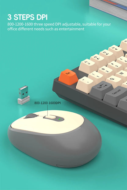 NexusClick kabelloses Gaming- und Office-Tastatur-Maus-Set, intelligente Energiesparfunktion, Full Size, 104 Tasten, 1600DPI einstellbar, USB für Laptop und PC