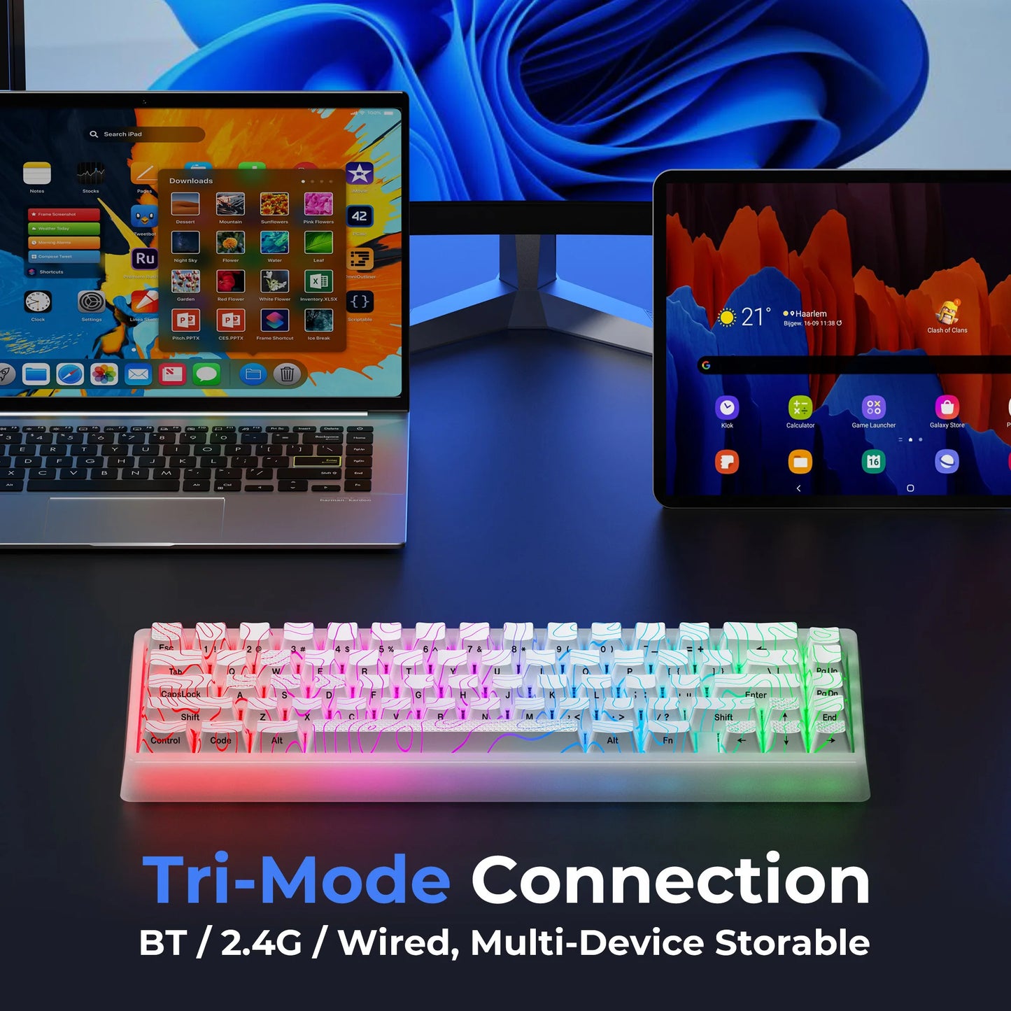 XVX M67 JadeStone mechanische Tastatur mit IMD-Tech-Tastenkappen, Hot-Swap-fähig, Gasket-Mount, Tri-Mode, individuell anpassbares RGB, kabellose Tastatur 65%