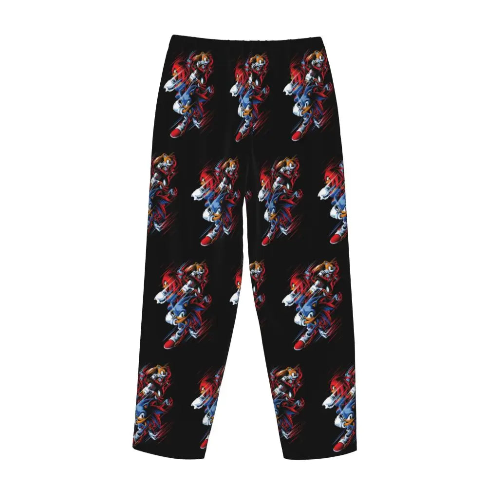 Custom Printed Womens Soniced Pajama Pants Hedgehog Game Sleepwear Sleep Lounge Bottoms with Pockets