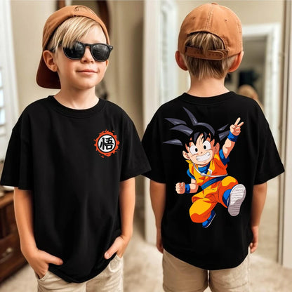 Anime Dragon Ball Cosplay T-Shirt Cotton Short Sleeve Tops Casual Loose Retro T-Shirt Men Women Family Matching Summer Outfits