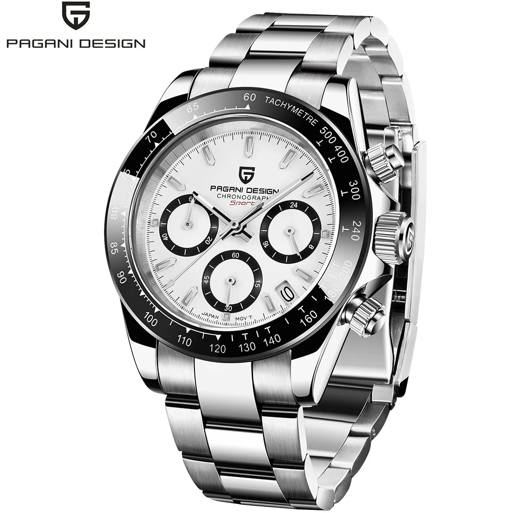 PAGANI DESIGN chronograafhorloge voor heren – Luxe quartz-polshorloge, verlicht en waterdicht.