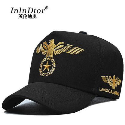 InlnDtor Embroidery high top European and American style wide brim baseball cap casual big head circumference men's cap