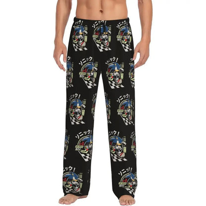 Custom Print Men's Soniced Pajama Pants Hedgehog Game Sleepwear Sleep Lounge Bottoms with Pockets
