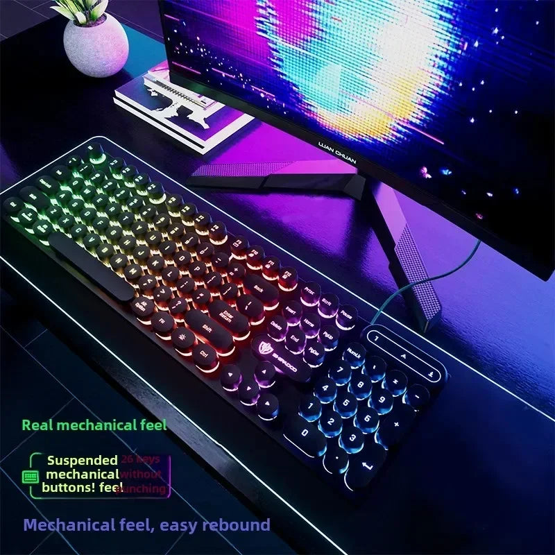 Mechanical Keyboard  Gaming Keyboard  E-sports Game Office Computer Notebook Desktop Steampunk English USB for Gaming