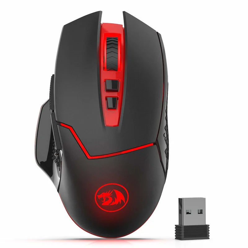Rato Gaming Sem Fios Redragon M690-1 2.4Ghz com Mudança de DPI, 2 Botões Laterais, 2400 DPI, Design Ergonómico, 8 Botões - Preto