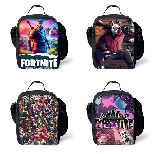 Hot Game FortniteS gyermek hőszigetelt, nagy kapacitású táska fiú és lány diákoknak, kültéri piknikhez, újrafelhasználható hőtartó hűtőtáska és uzsonnásdoboz