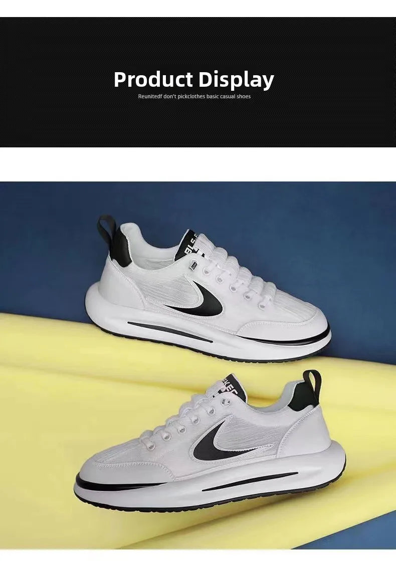 Comfortable Breathable Mesh Sports Shoes, Men's Casual Style, Lightweight Versatile Plain Color, Spring Summer Autumn Seasonal Wear