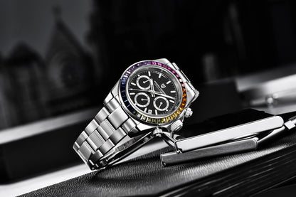 PAGANI DESIGN chronograafhorloge voor heren – Luxe quartz-polshorloge, verlicht en waterdicht.