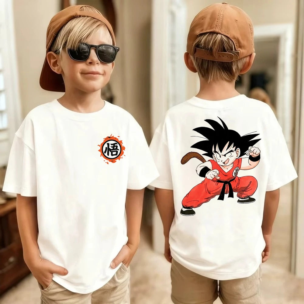 Anime Dragon Ball Cosplay T-Shirt Cotton Short Sleeve Tops Casual Loose Retro T-Shirt Men Women Family Matching Summer Outfits