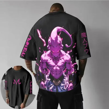 Dragon Ball 2025 Summer Men'sLoose Version T-Shirt New Street Wear Majin Buu Animation Printing Casual Wear Parent Child Top