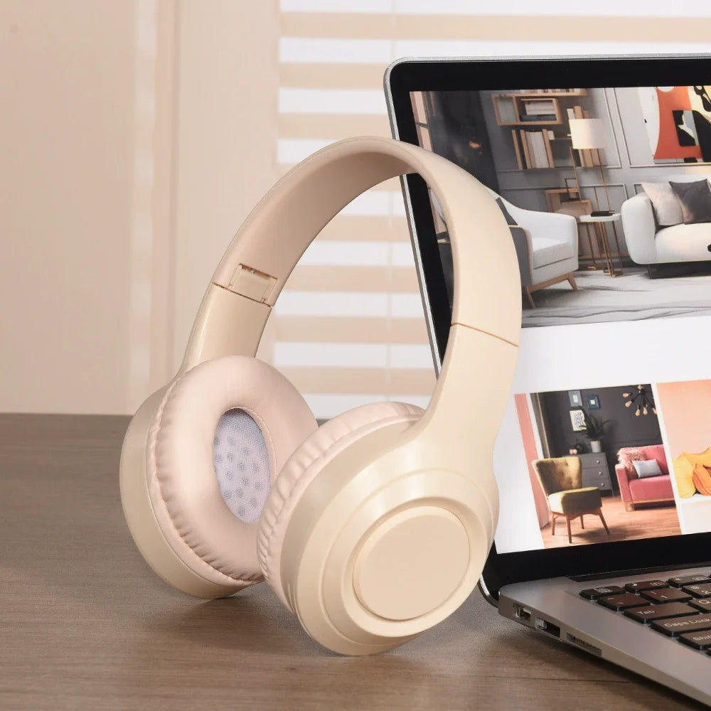 Casque Bluetooth sans fil supra-auriculaire, autonomie longue durée, design pliable pour un rangement facile, faible latence pour le jeu