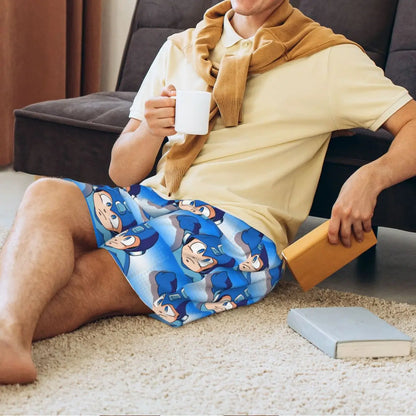 Custom Megaman Video Game Mega Man Short Pajama Pants Men Sleepwear Sleep Lounge Bottom Shorts Sleeping Pants