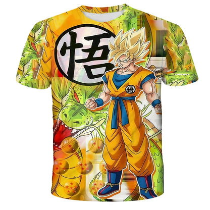 2026 Summer Anime Dragon Ball Z Super Saiyan Men's Clothing Kids CosPlay Goku T-shirt Japanese T-shirt Breathable Short Sleeves