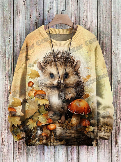 PLstar Cosmos retro pullover med drage- og hjortekunstmønster, 3D-printet strikpullover til mænd, vinter, unisex, casual striktrøje ZZM118