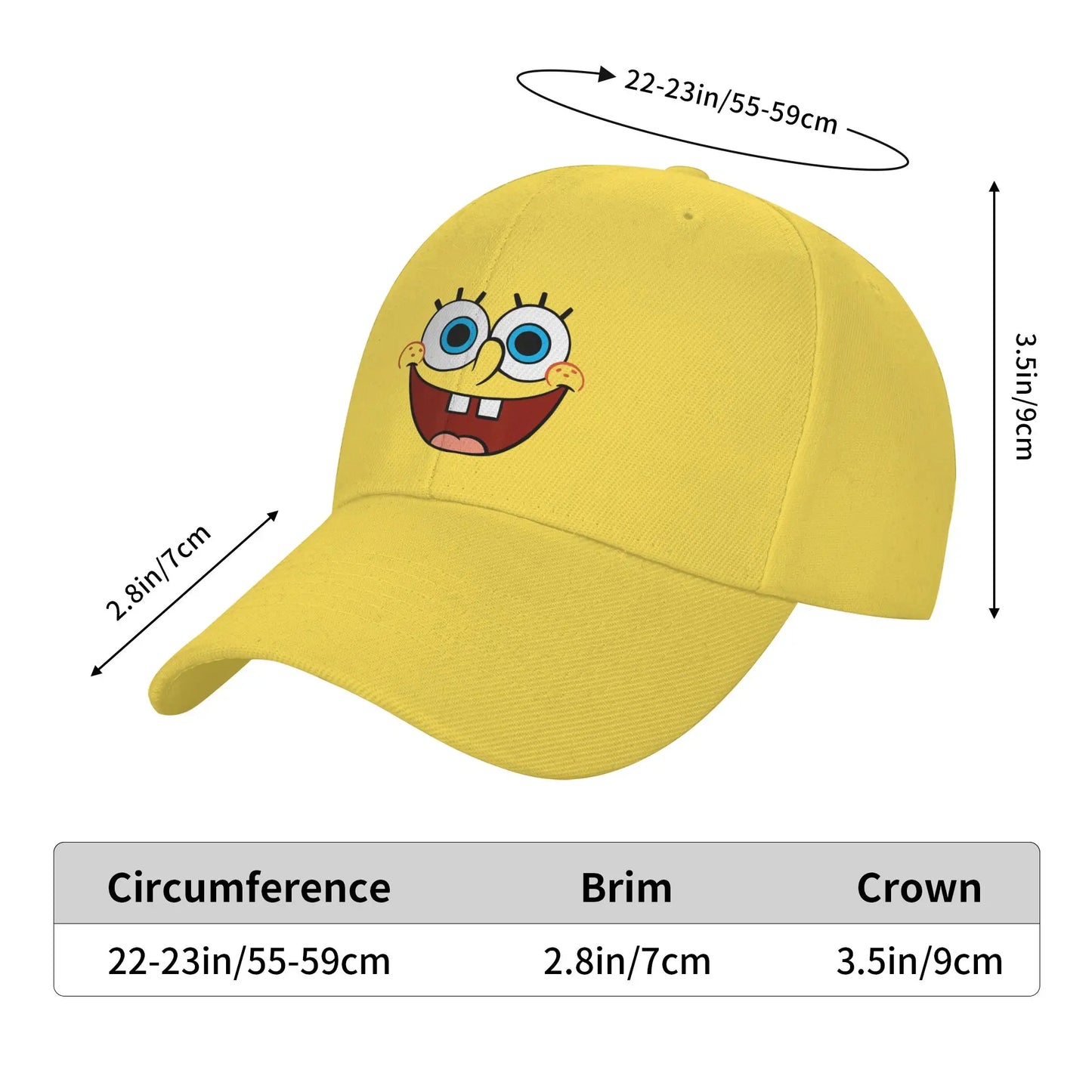 Spongebobs Large Smiling Face Sun Baseball Cap  Spring y2k Retro Trucker Hat For Couple Women Tennis Skate Baseball Caps