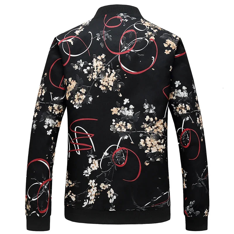 Spring and Autumn Men's Flower Jacket, Large Size Urban Casual Jacket, Multicolor Available