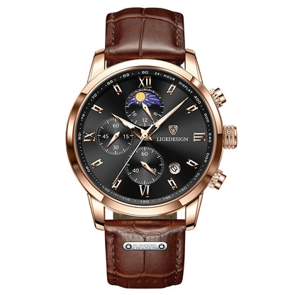 LIGE Casual Men Watch Luxury Leather Waterproof Sport Quartz Wristwatch Chronograph Military Watch for Men Relogio Masculino