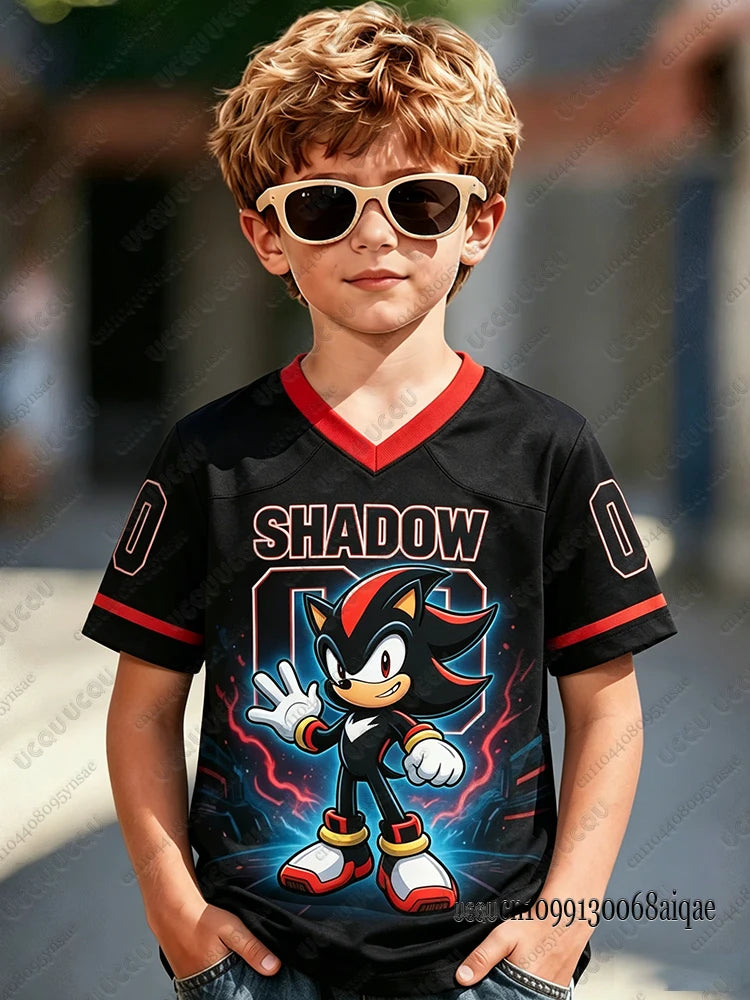 Summer Cartoon Sonic Print T-shirt For Adult/Kids Casual Football Jerseys Cute Short Sleeve Tees Boys Girls Cosplay Clothing