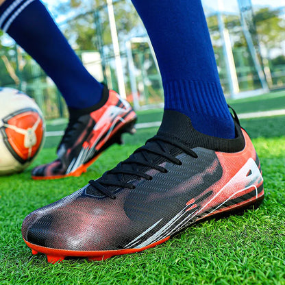 Chaussures de Football professionnelles à fond FG pour hommes, chaussures d'entraînement confortables et durables pour adultes, chaussures de Football à lacets pour adolescents