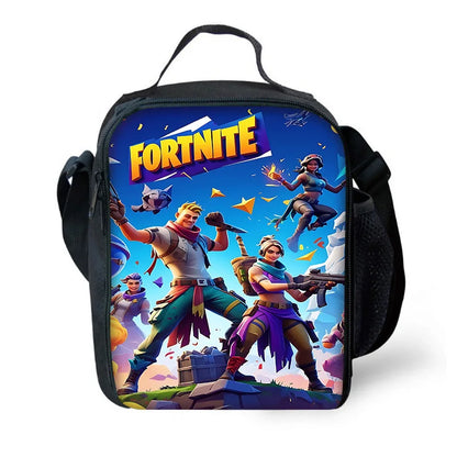 Zaino da scuola per bambini Hot Game con borsa pranzo e astuccio, grande capacità, design F-FortniteS, per ragazzi e ragazze, regalo ideale