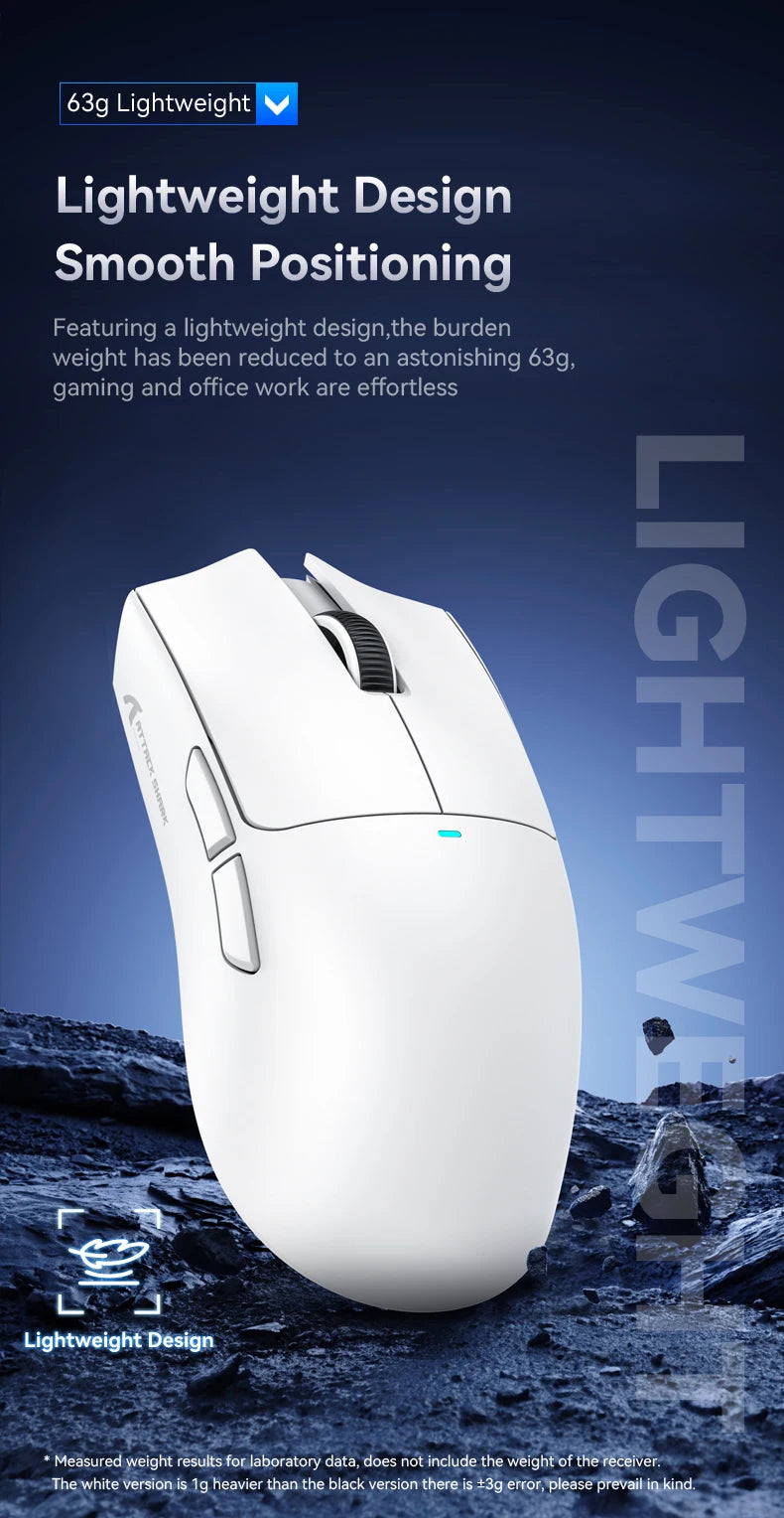 Attack Shark X11&R1 -kolmitilainen Bluetooth-langaton hiiri latausalustalla, RGB-valaistus, ergonominen ja kevyt PC-pelitarvike