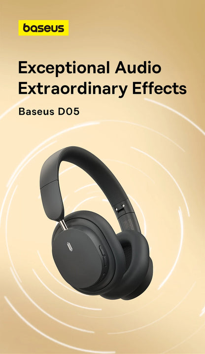 Cuffie over-ear wireless Bluetooth 5.3 Baseus – Driver HiFi da 40mm, autonomia di 70H, headset pieghevole con audio spaziale