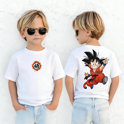 Anime Dragon Ball Cosplay T-Shirt Cotton Short Sleeve Tops Casual Loose Retro T-Shirt Men Women Family Matching Summer Outfits