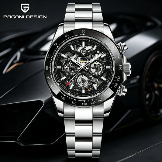 PAGANI DESIGN Men's Automatic Mechanical Watch Stainless Steel Waterproof Sport 10Bar Luxury Casual Watch for Men Reloj Hombre