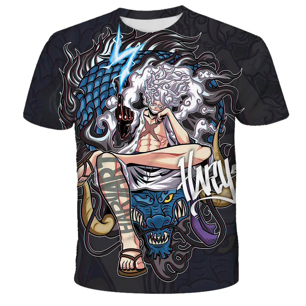 Fashion Kid Anime One Piece Luffy T Shirt Boy Clothing Kids Boys Tshirt Children T-shirt Summer Short Sleeve Tops Tees